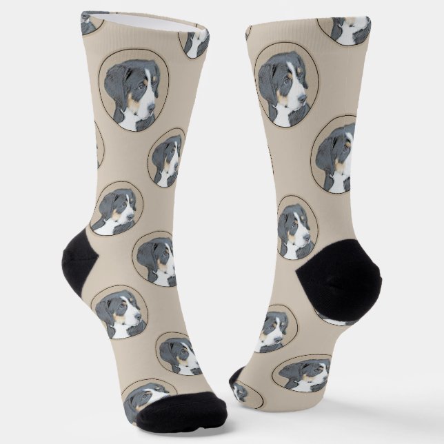 Bernese Mountain Dog Puppy Painting Cute Pet Art Socks (Angled)