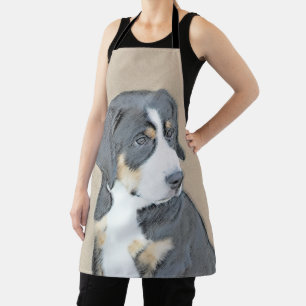 Bernese Mountain Dog Puppy Painting - Original Art Apron