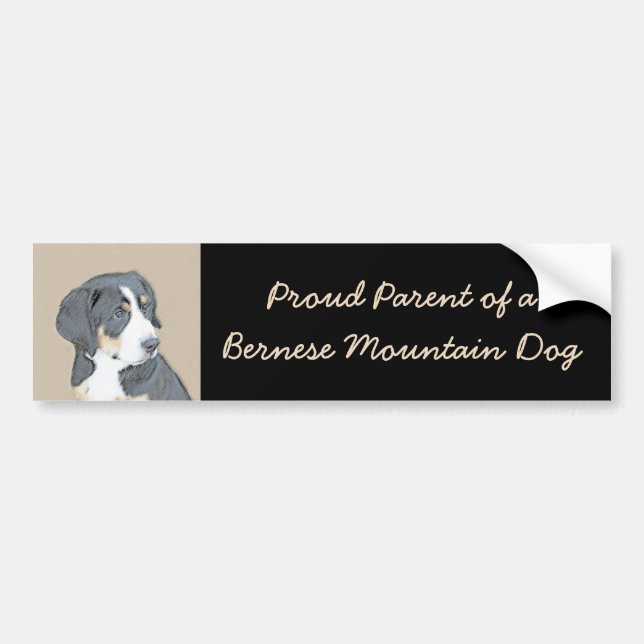 Bernese Mountain Dog Puppy Painting - Original Art Bumper Sticker (Front)