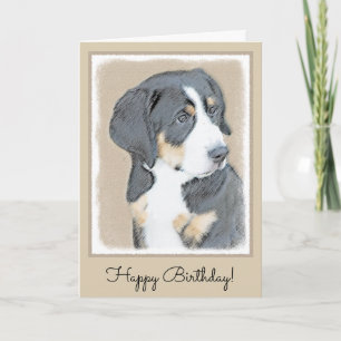 Bernese Mountain Dog Puppy Painting - Original Art Card