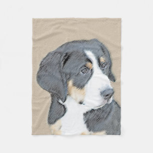 Bernese Mountain Dog Puppy Painting - Original Art Fleece Blanket