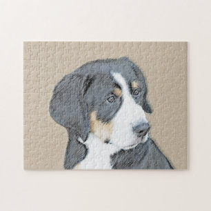 Bernese Mountain Dog Puppy Painting - Original Art Jigsaw Puzzle