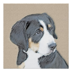 Bernese Mountain Dog Puppy Painting - Original Art Poster
