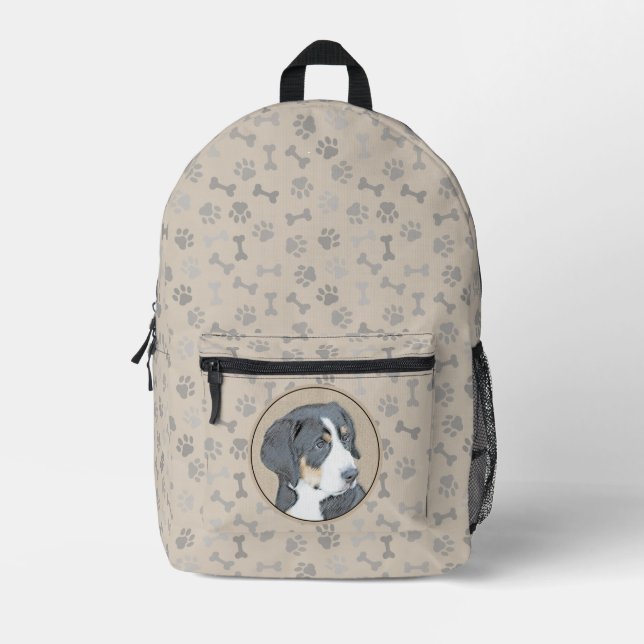 Bernese Mountain Dog Puppy Painting - Original Art Printed Backpack (Front)