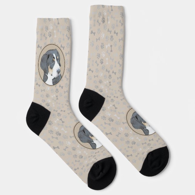 Bernese Mountain Dog Puppy Painting - Original Art Socks (Right)