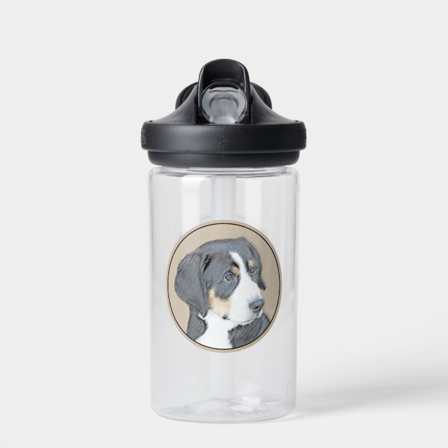 Bernese Mountain Dog Puppy Painting - Original Art Water Bottle (Front)