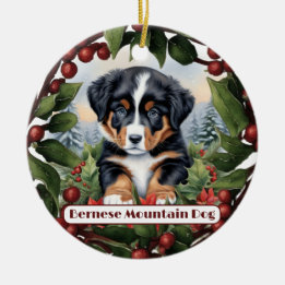 Bernese Mountain Dog Puppy Personalised  Christmas Ceramic Tree Decoration