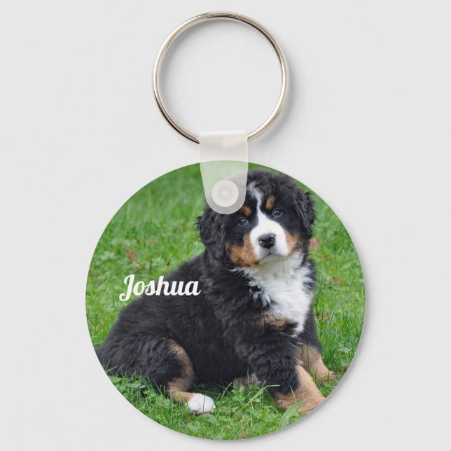 Bernese Mountain Dog Puppy Photo Key Ring (Front)