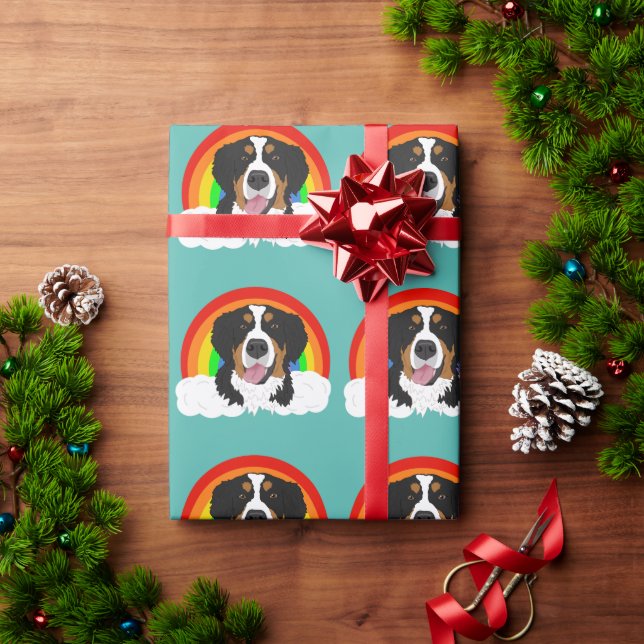 Bernese Mountain Dog Rainbow  Wrapping Paper (Holiday Gift)