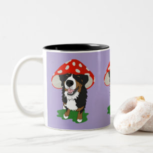 Bernese Mountain Dog Red Mushroom Cap  Two-Tone Coffee Mug