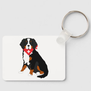 Bernese Mountain Dog Red Swiss Cross Key Ring