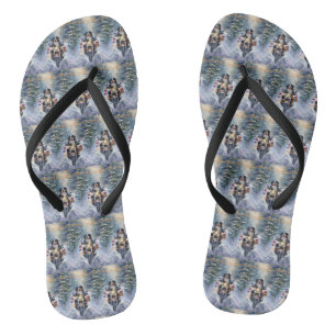 Bernese Mountain Dog Riding Motorcycle Christmas Flip Flops