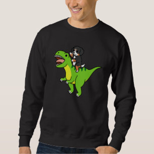 Bernese Mountain Dog Riding Rex Dinosaur Dog Sweatshirt