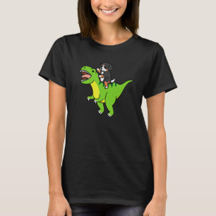 Bernese Mountain Dog Riding Rex Dinosaur Dog T-Shirt