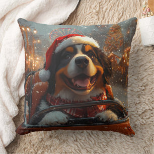 Bernese Mountain Dog Roller Coaster Christmas Cushion