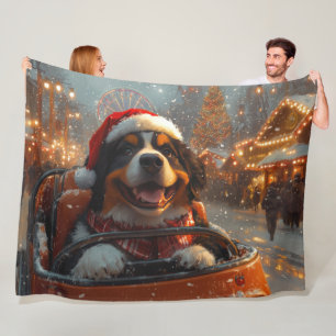 Bernese Mountain Dog Roller Coaster Christmas Fleece Blanket