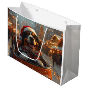 Bernese Mountain Dog Roller Coaster Christmas  Large Gift Bag