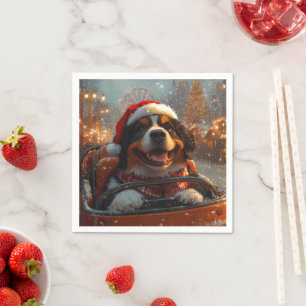 Bernese Mountain Dog Roller Coaster Christmas Napkin