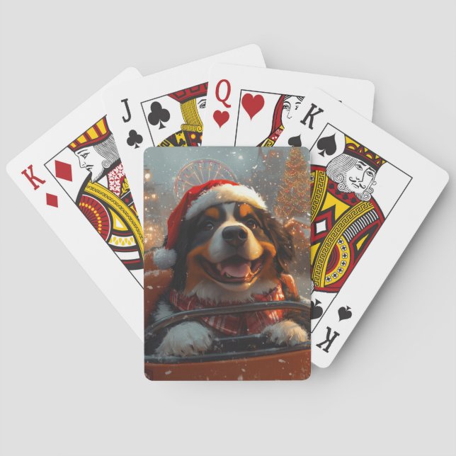 Bernese Mountain Dog Roller Coaster Christmas  Playing Cards (Back)