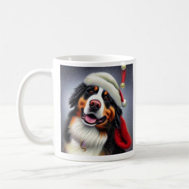 Bernese Mountain Dog, Santa, Christmas  Coffee Mug (Left)