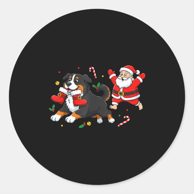 Bernese Mountain Dog Santa Claus Boots Christmas W Classic Round Sticker (Front)