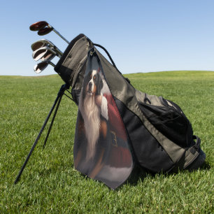 Bernese Mountain Dog Santa Claus Festive Christmas Golf Towel