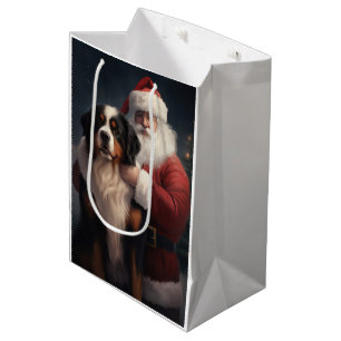 Bernese Mountain Dog Santa Claus Festive Christmas Medium Gift Bag