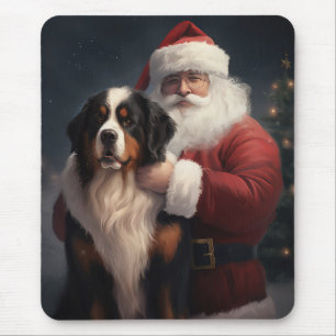 Bernese Mountain Dog Santa Claus Festive Christmas Mouse Mat