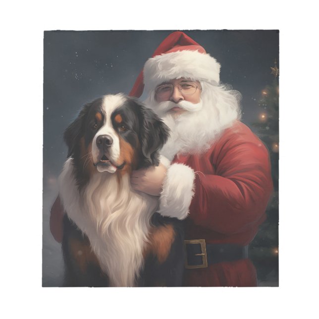Bernese Mountain Dog Santa Claus Festive Christmas Notepad (Front)