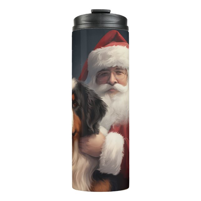 Bernese Mountain Dog Santa Claus Festive Christmas Thermal Tumbler (Front)