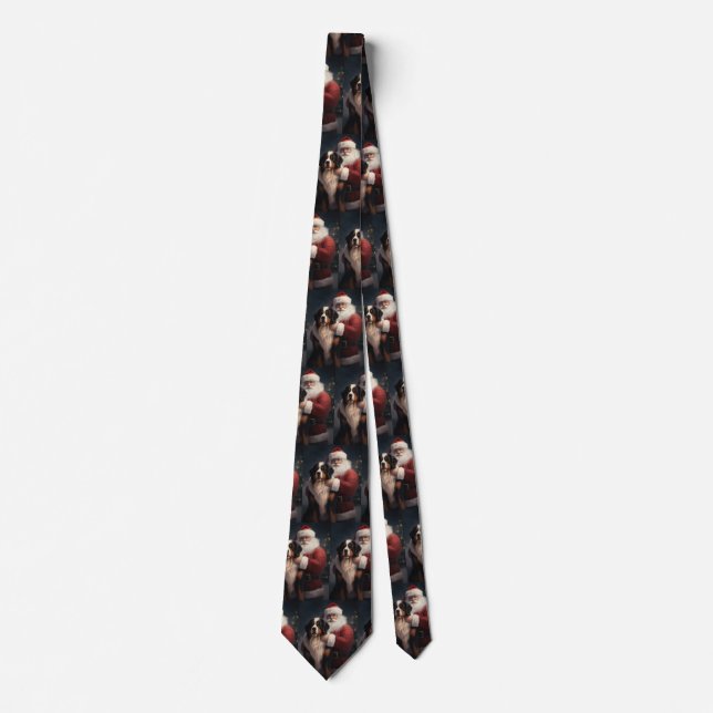 Bernese Mountain Dog Santa Claus Festive Christmas Tie (Front)