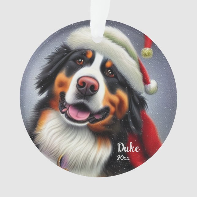 Bernese Mountain Dog, Santa Dog, Christmas Ornamen Ornament (Front)