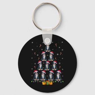 Bernese Mountain Dog Santa Hat Xmas Lights Christm Key Ring