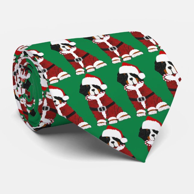 Bernese Mountain Dog Santa Paws Tie (Rolled)