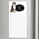 Bernese Mountain Dog Shopping List   Magnetic Notepad<br><div class="desc">Adorable things to fetch Bernese Mountain Dog with a black chalkboard frame personalised with your name.</div>