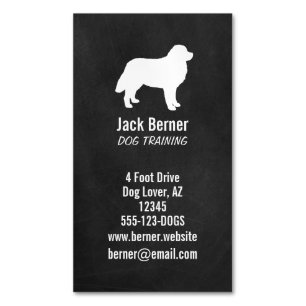 Bernese Mountain Dog Silhouette Chalkboard Style Magnetic Business Card