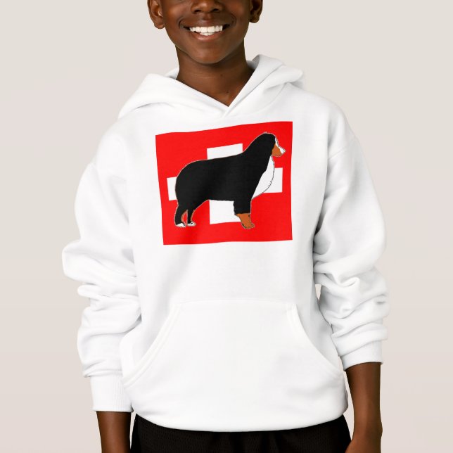 bernese mountain dog silhouette on flag rust (Front)