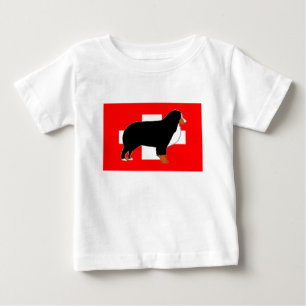 bernese mountain dog silhouette on flag rust baby T-Shirt