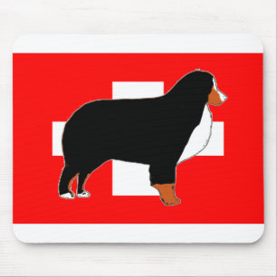 bernese mountain dog silhouette on flag rust mouse mat
