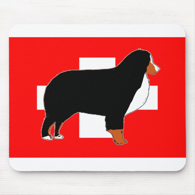 bernese mountain dog silhouette on flag rust mouse mat (Front)