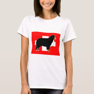 bernese mountain dog silhouette on flag rust T-Shirt