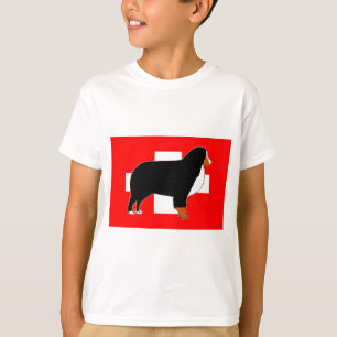 bernese mountain dog silhouette on flag rust T-Shirt