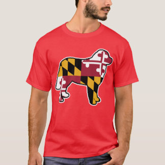 Bernese Mountain Dog Silhouette with Maryland Flag T-Shirt