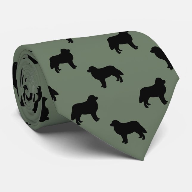 Bernese Mountain Dog Silhouettes Berners Pattern Tie (Rolled)