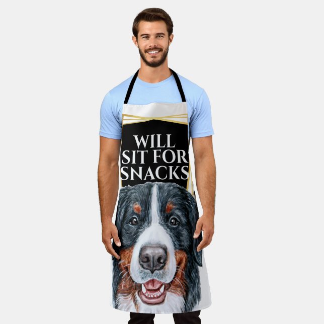 Bernese mountain dog sit for snacks watercolor apron (Worn)