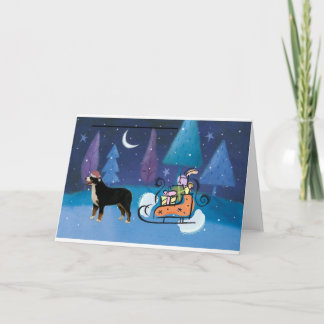 Bernese Mountain Dog & Sleigh Card