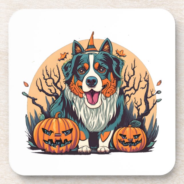 Bernese Mountain Dog Spooky Halloween Coaster (Front)