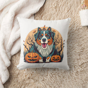 Bernese Mountain Dog Spooky Halloween Cushion