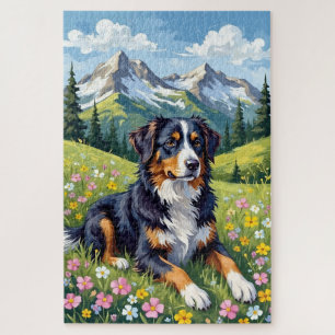 Bernese Mountain Dog Spring Alpine Meadow Jigsaw Puzzle