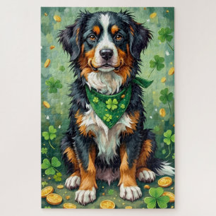 Bernese Mountain Dog St Patrick’s Day Lucky Dog Jigsaw Puzzle
